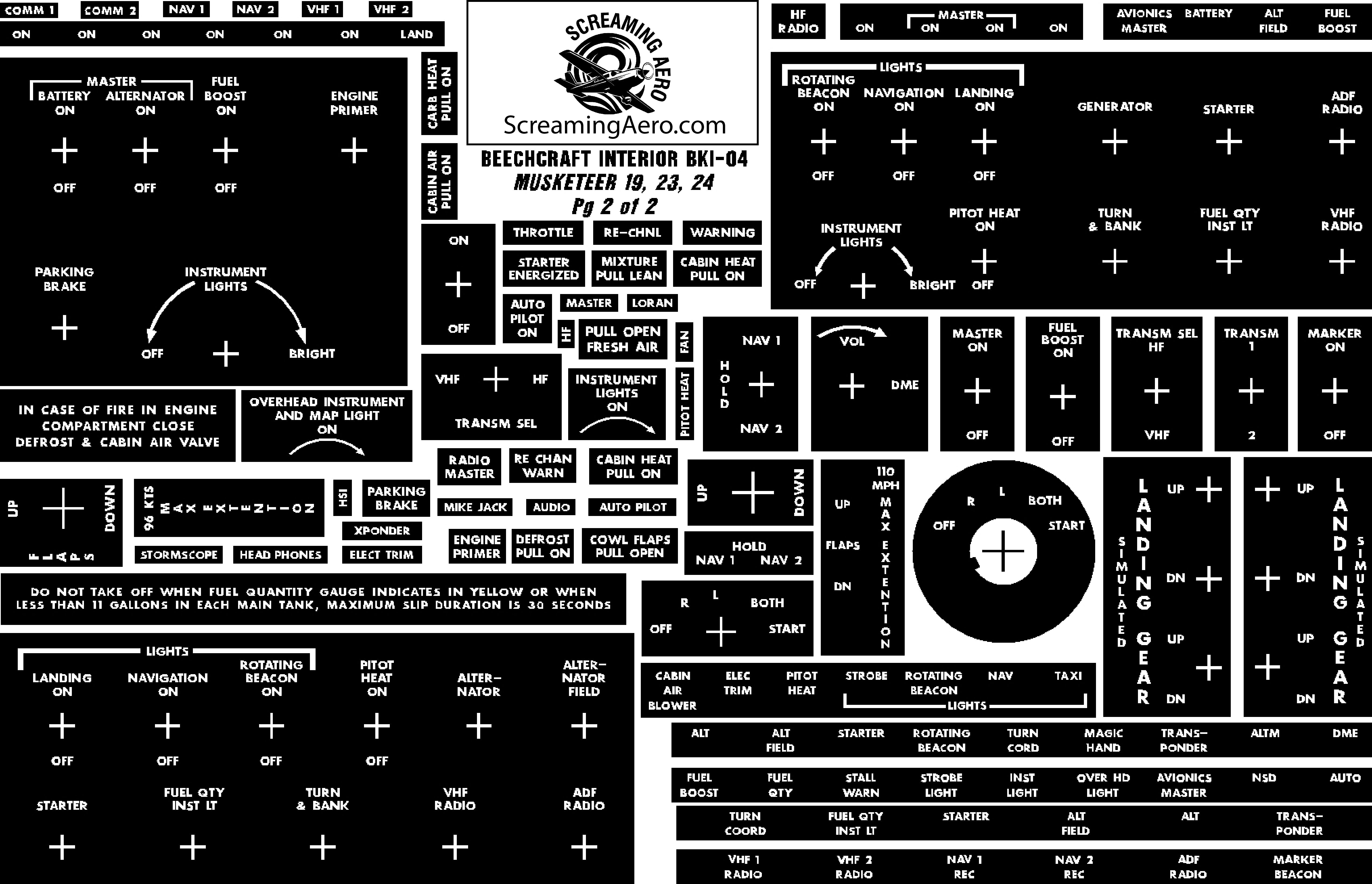 Beechcraft-Interior-Placard-KIT-MUSKETEER-19-23-24