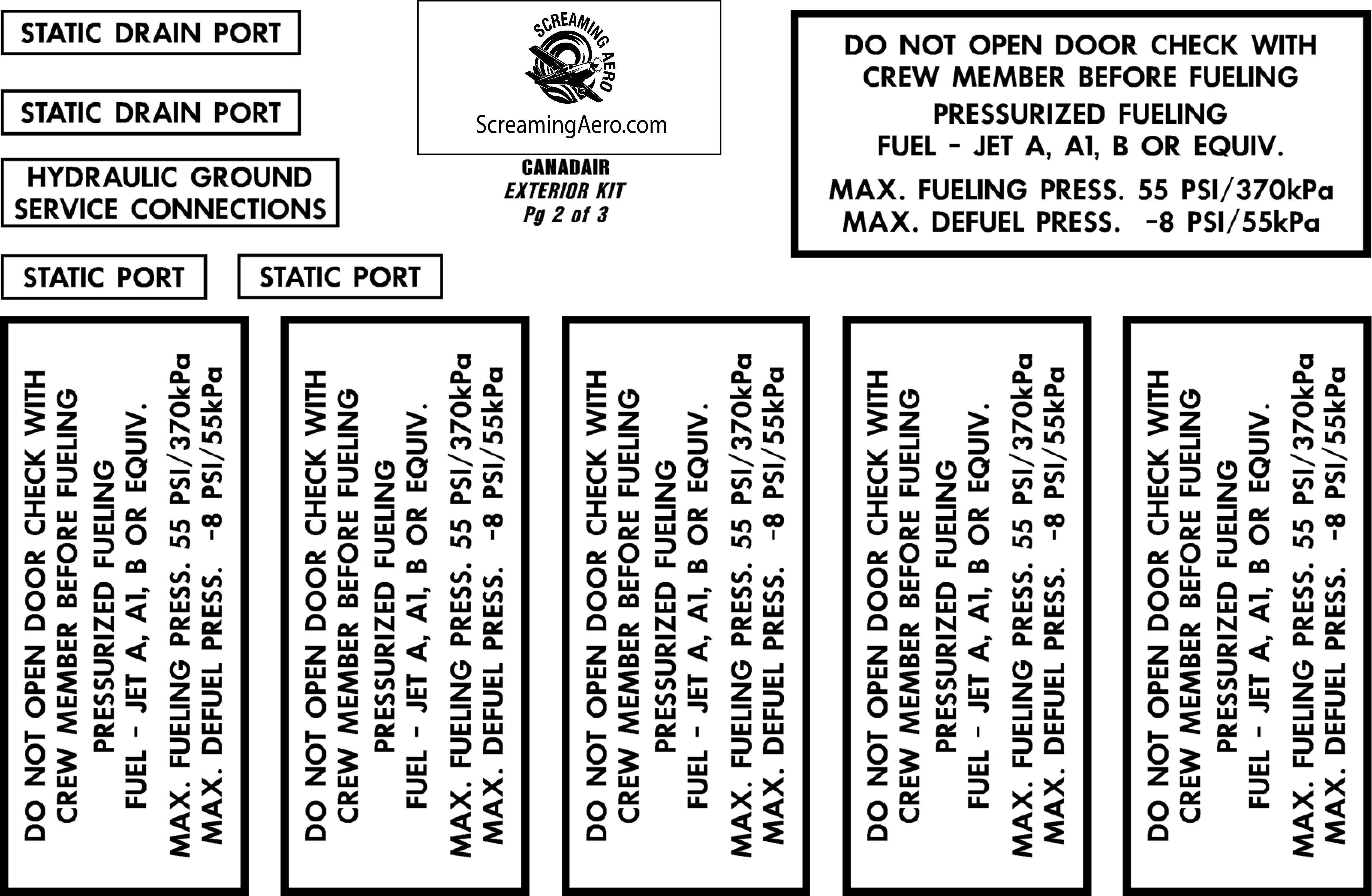 Canadair Exterior Placard Kit