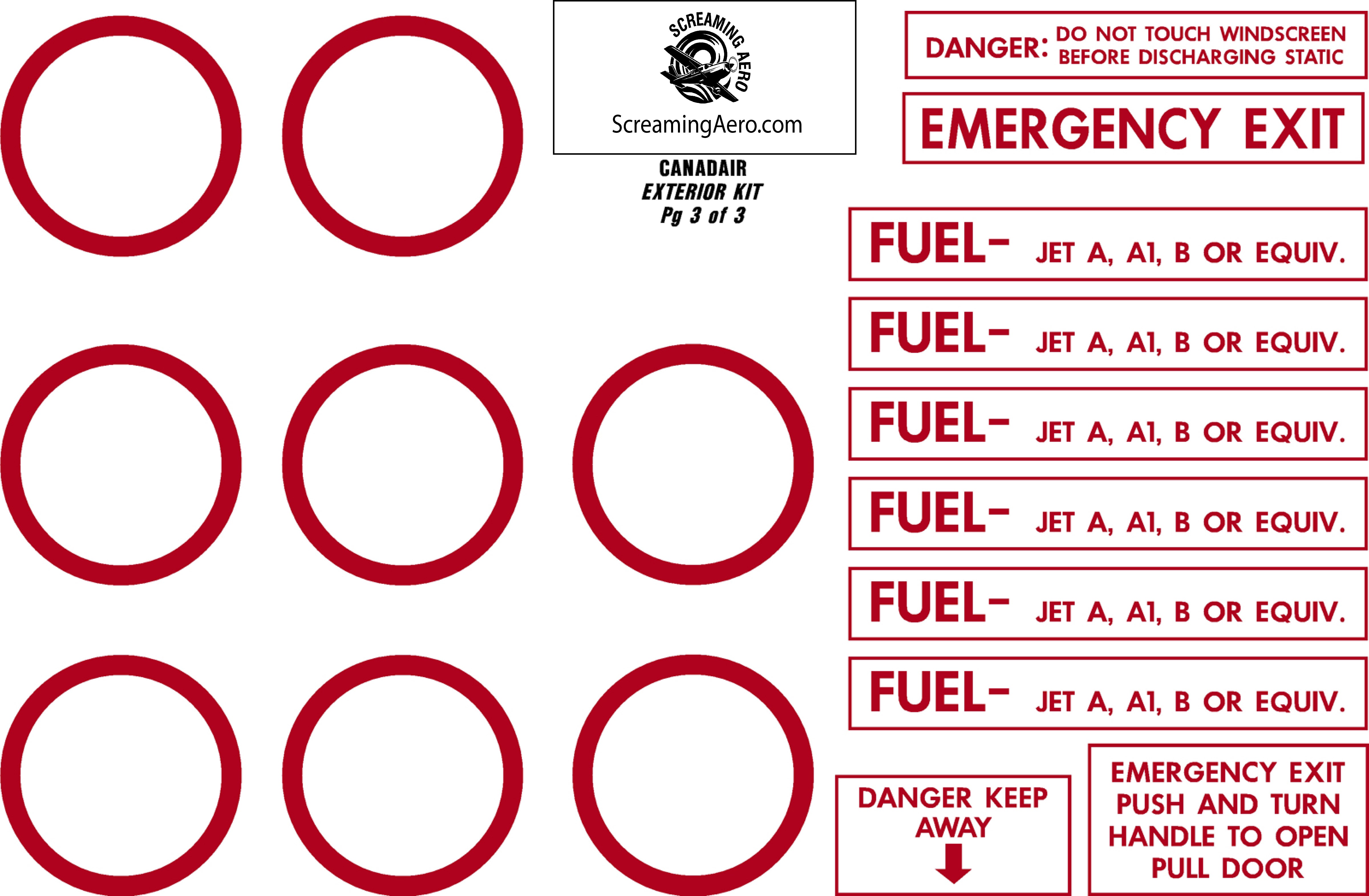 Canadair Exterior Placard Kit