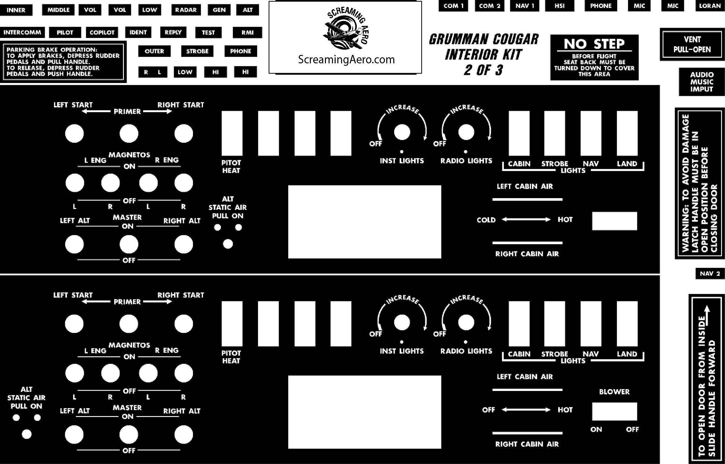 Grumman Cougar Interior Placard Kit