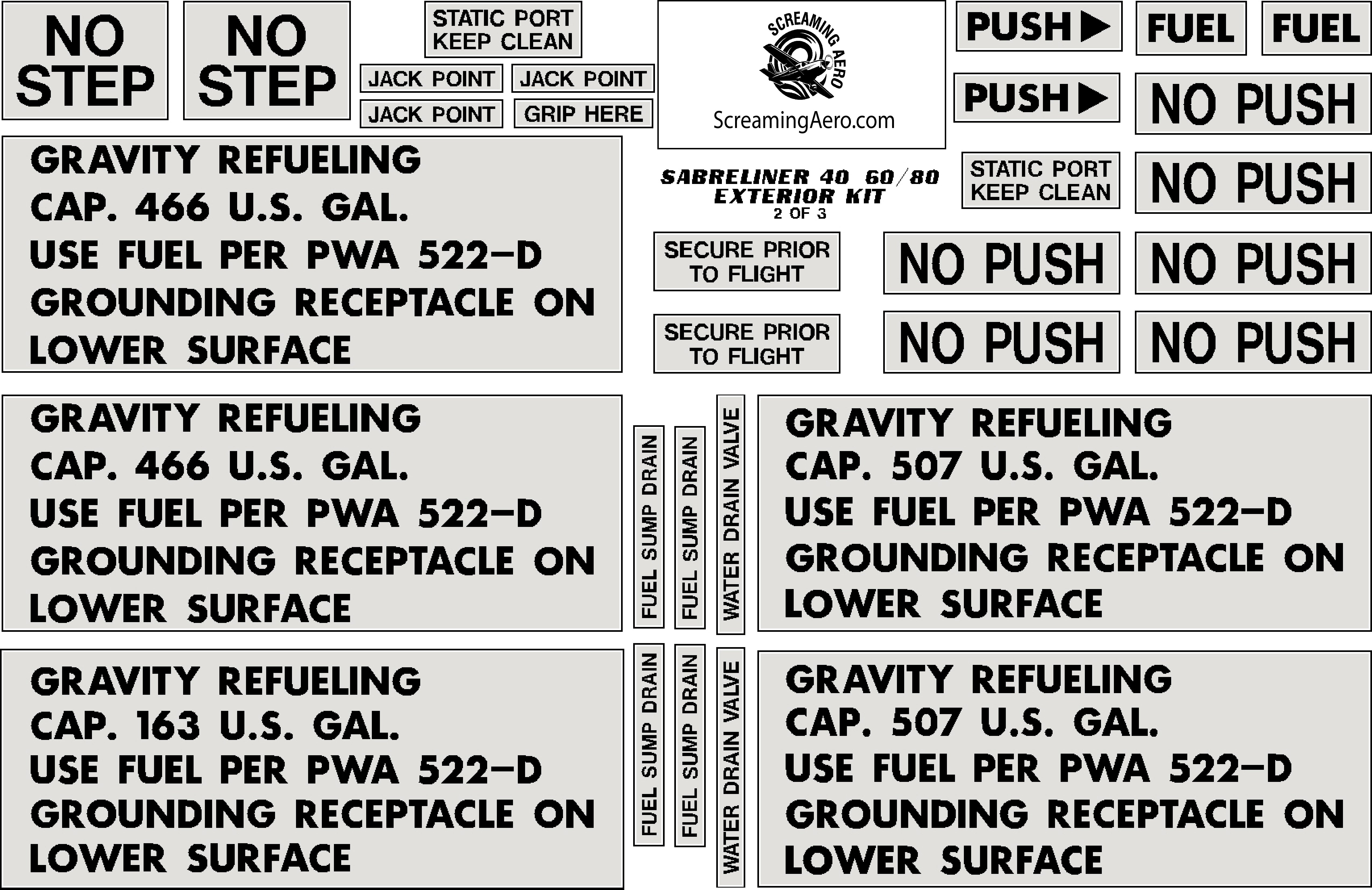 Rockwell Saberliner 40, 60, 80 Exterior Placard Kit