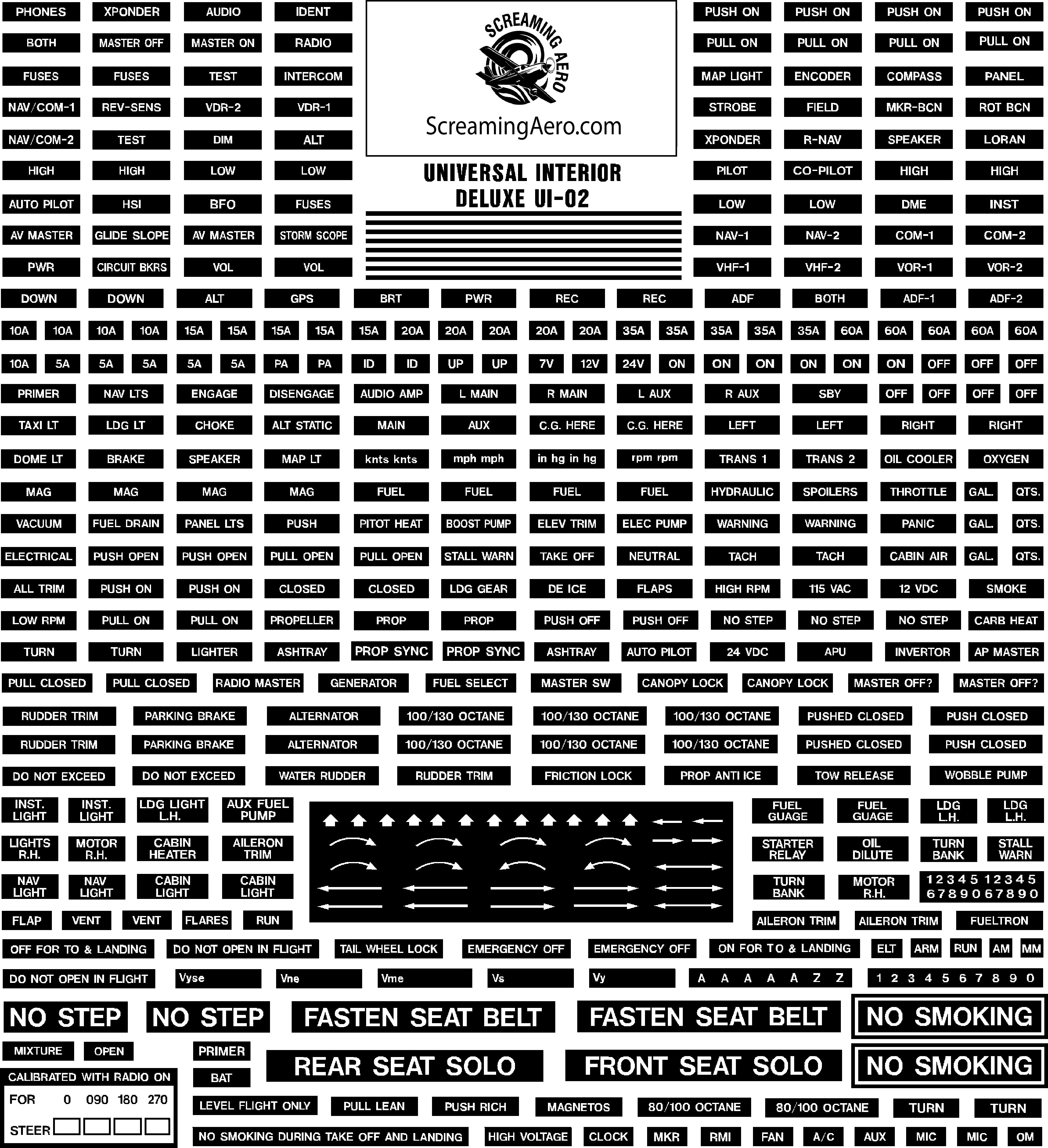 Universal Deluxe Interior Placard Kit