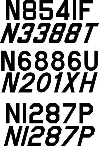 Airplane Registration N Numbers 12 inch Pair (Both Sides)