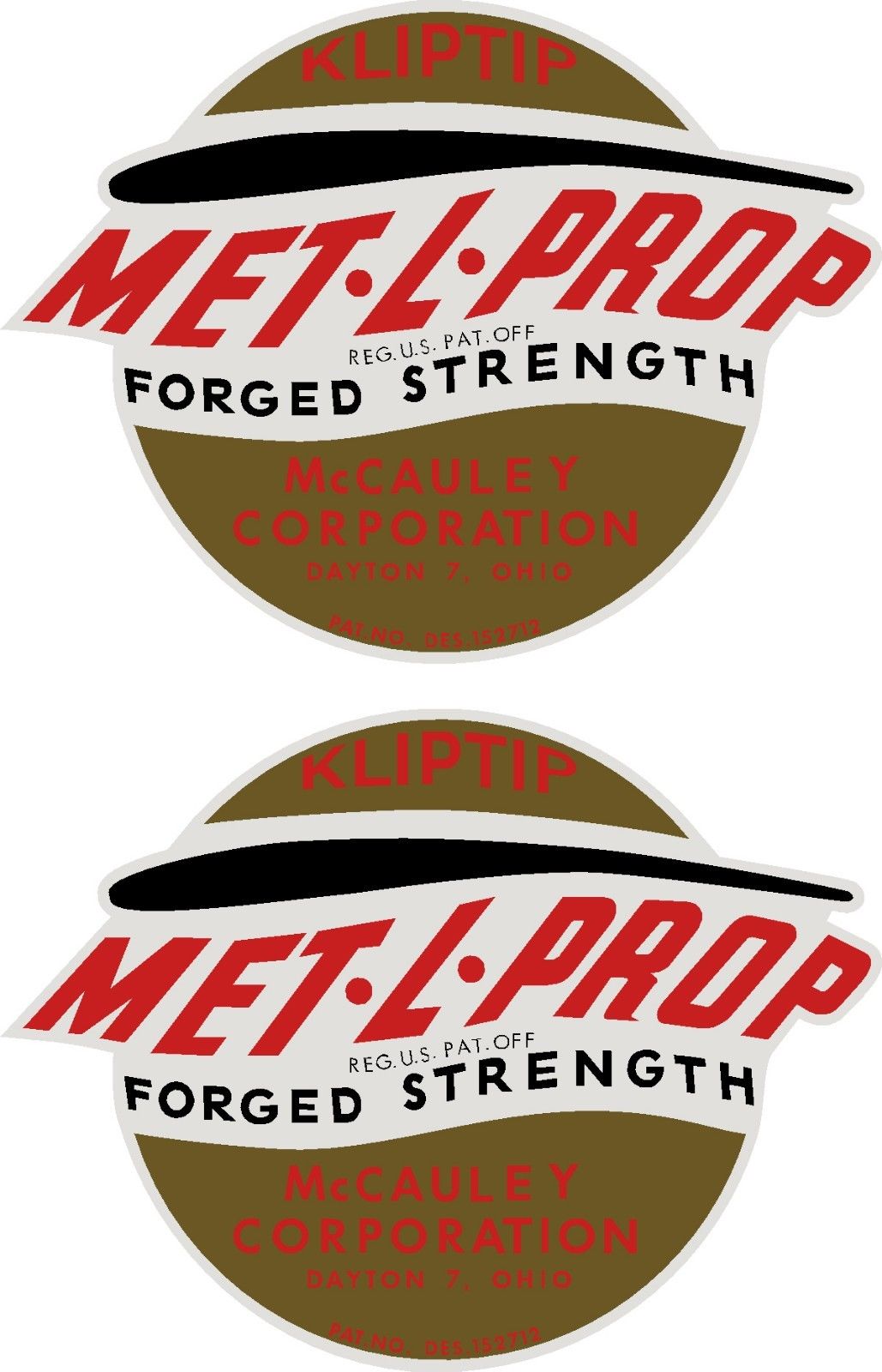 McCauley Prop Propeller Decal Antique Met-L-Prop