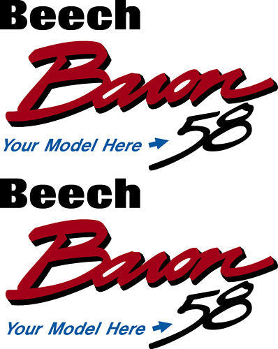Beechcraft Baron Logo 55 thru 58 Decal PAIR