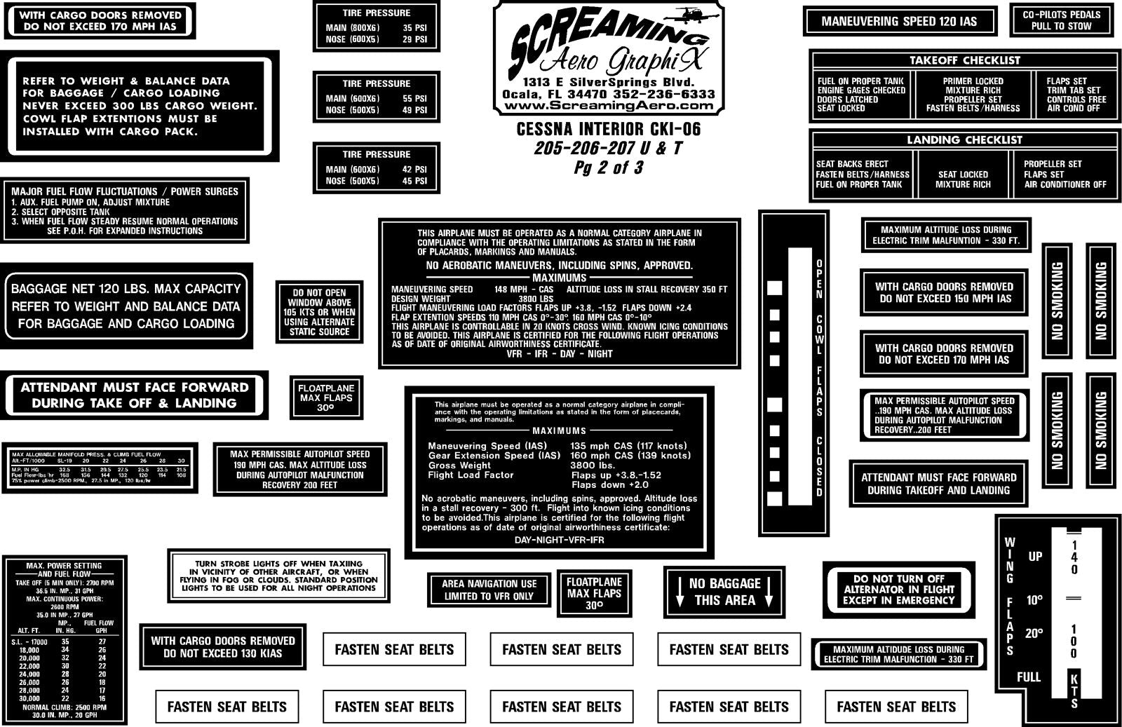 Cessna 336-337 Skymaster Interior Placard