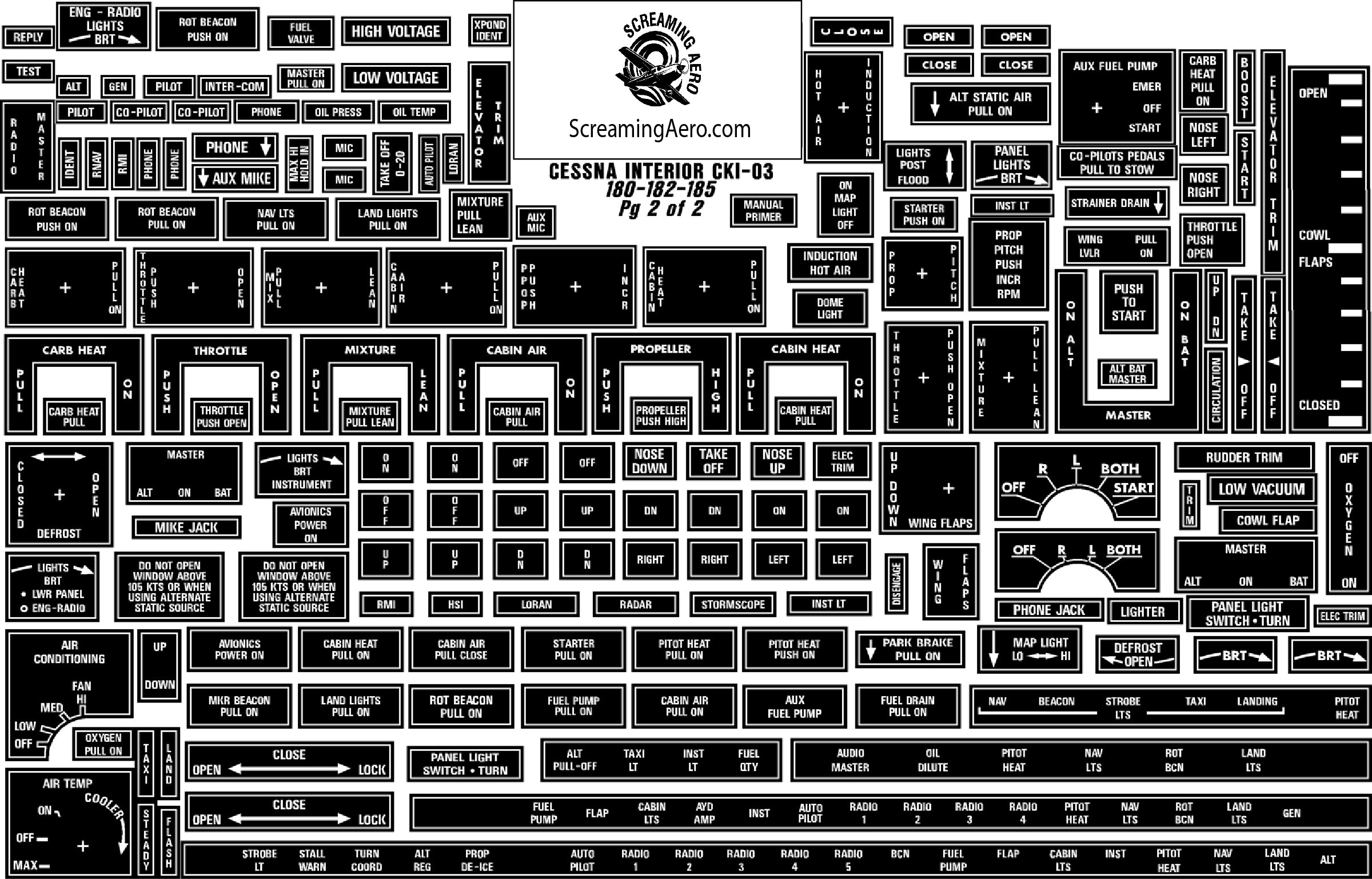 Cessna Interior Placard Kit 180-182-185