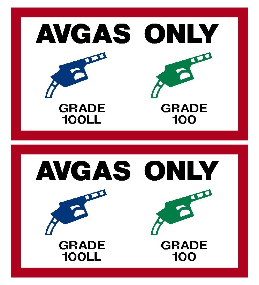 PAIR 100/100LL AVGAS Only Fuel Placard – Screaming Aero